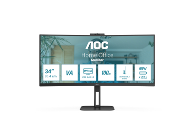 AOC V5 CU34V5CW computer monitor 86,4 cm (34") 3440 x 1440 Pixels Wide Quad HD LED Zwart
