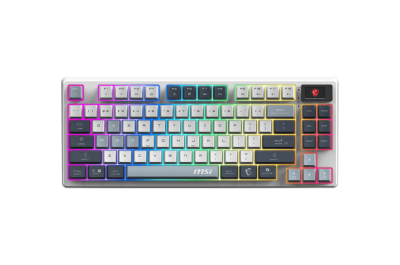 MSI FORGE GK600 TKL WIRELESS SKY toetsenbord Gamen USB + Bluetooth QWERTY Brits Engels Blauw, Wit