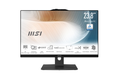 MSI Modern AM242TP 1M-1227EU Intel Core 5 120U 60,5 cm (23.8") 1920 x 1080 Pixels Touchscreen Alles-in-één-pc 8 GB DDR5-SDRAM 512 GB SSD Windows 11 Pro Wi-Fi 6E (802.11ax) Zwart